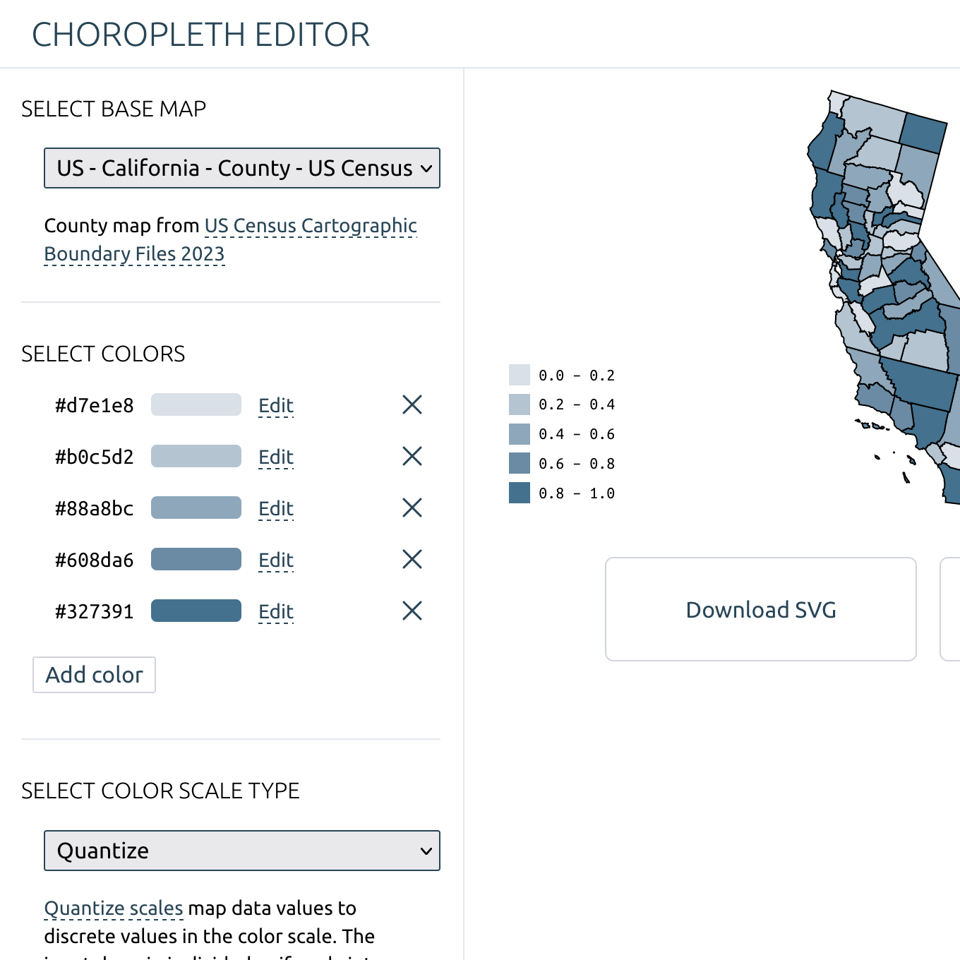 Choropleth editor functionality image